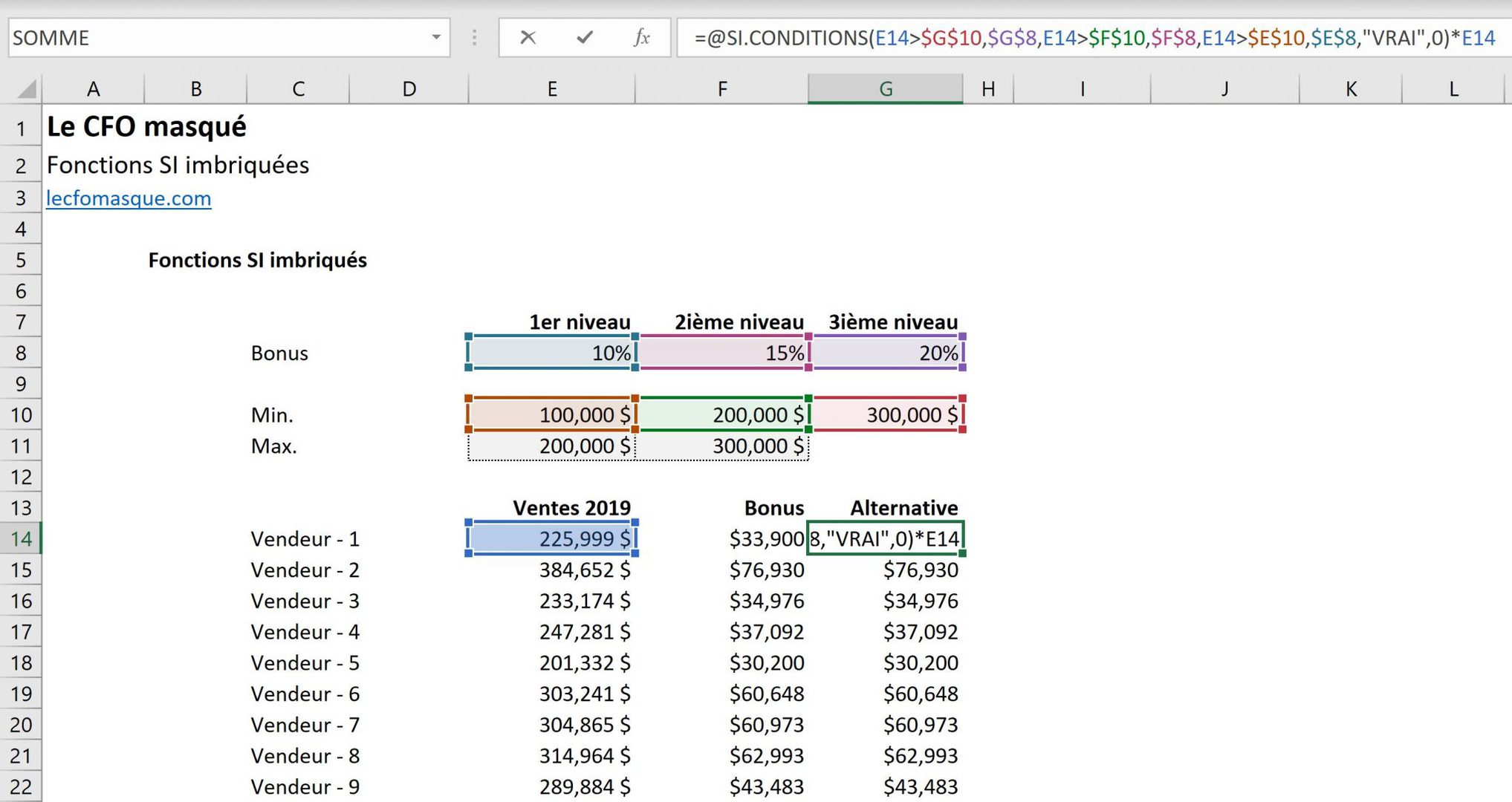 Comment imbriquer des fonctions SI, ET, OU dans Excel