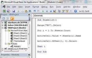 Excel Macro Liste Onglets