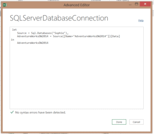 Power Query : Infos de connexion