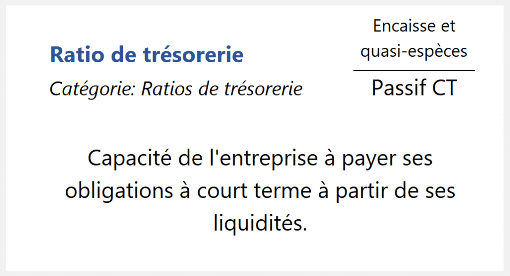 Ratio de trésorerie