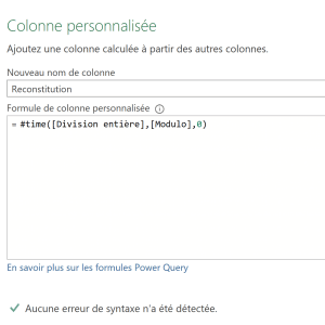 Power Query Colonne Personnalisée