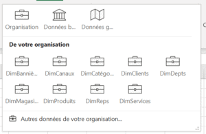 Données Excel liées organisationnelles