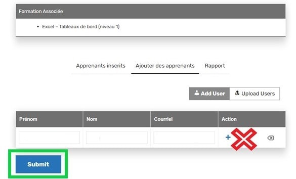 Limite d'apprenants excédée dans le groupe