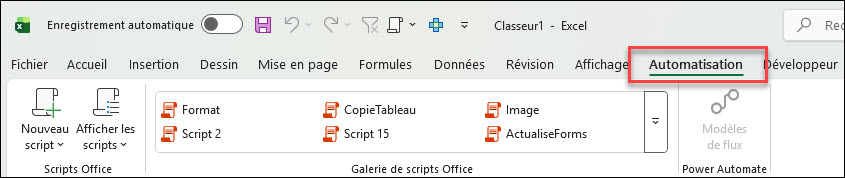 Excel Desktop Menu Script