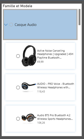 Exemple de Segment de bouton Power BI